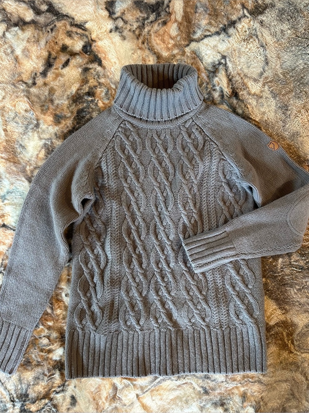 Fjallraven Blue Gray Cable Knit Sweater with Branded Tag